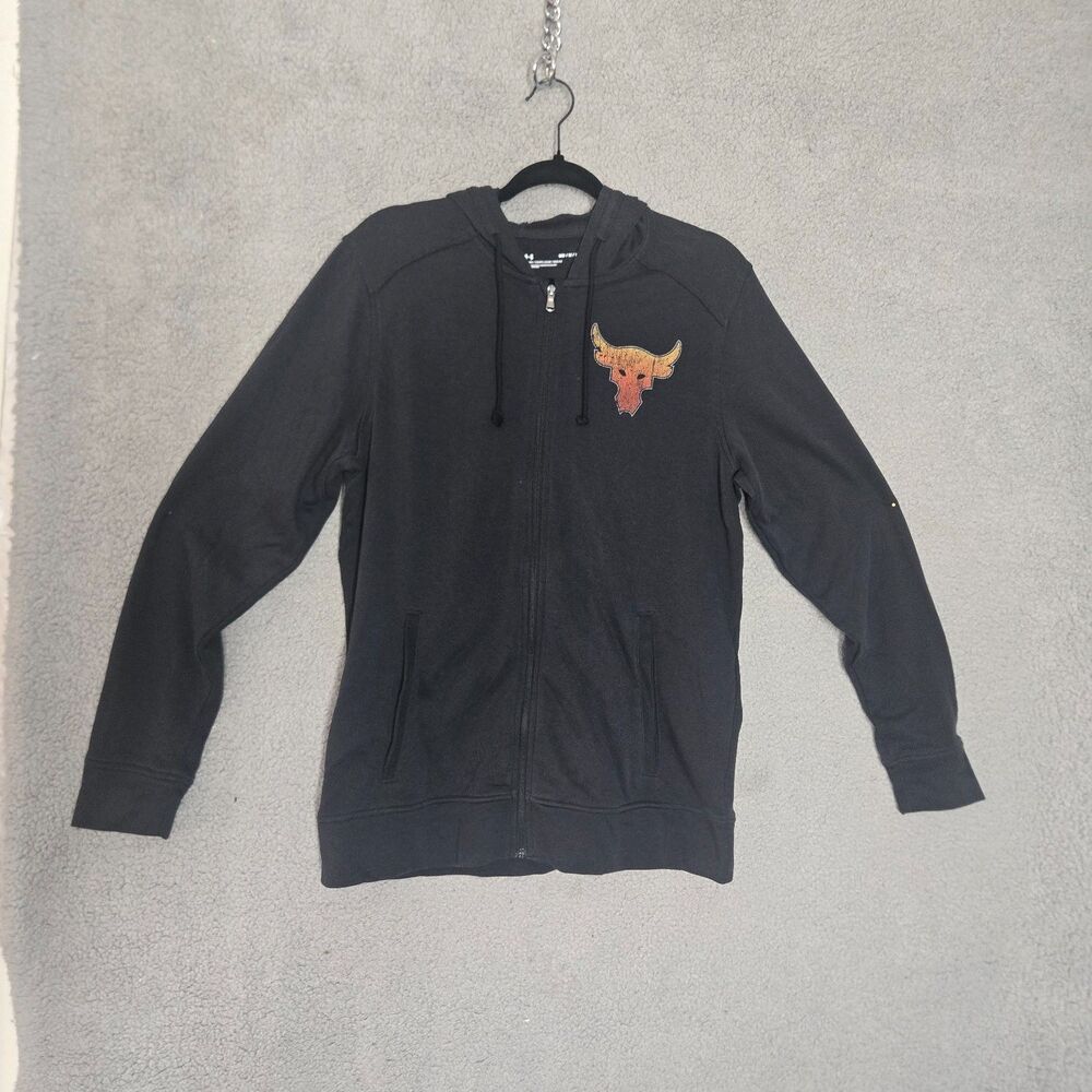 Under Armour Full Zip Hoodie Sweatshirt Project Rock Paradise Tour Mens M Black
